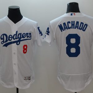 Men's Los Angeles Dodgers #8 Manny Machado Flex Base Elite White Jersey