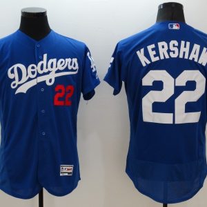 Majestic MLB Los Angeles Dodgers #22 Kershaw Elite Blue Jersey