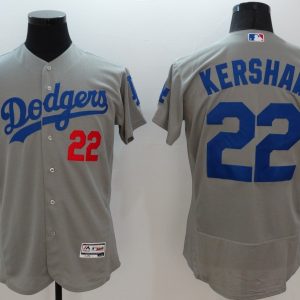 MLB Los Angeles Dodgers #22 Kershaw Grey Elite Majestic Jersey