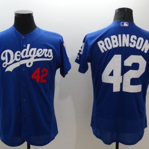 Majestic MLB Los Angeles Dodgers #42 Elite Robinson Blue Jersey