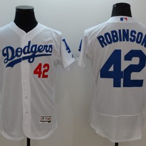 Majestic MLB Los Angeles Dodgers #42 Elite Robinson White Jersey