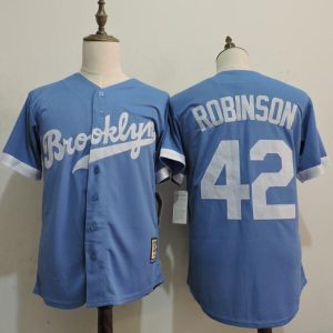 MLB Brooklyn Dodgers #42 Robinson Blue Throwback Jersey