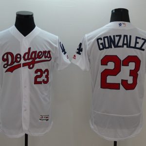 MLB Los Angeles Dodgers #23 Gonzalez White Elite Jersey