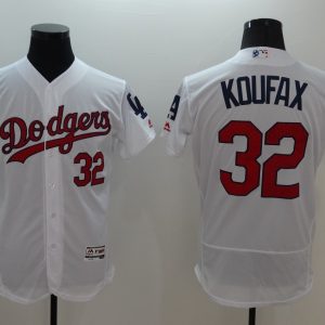 MLB Los Angeles Dodgers #32 Koufax White Elite Jersey