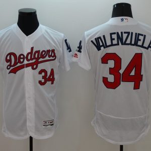 MLB Los Angeles Dodgers #34 Valenzuela White Elite Jersey