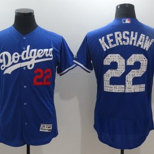 MLB Los Angeles Dodgers #22 Kershaw Blue Spring Trainging Jersey