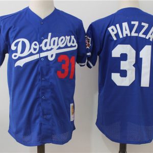 MLB Los Angeles Dodgers #31 Piazza Throwback Blue Elite Jersey