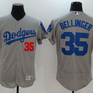 MLB Los Angeles Dodgers #35 Bellinger Grey Elite Jersey