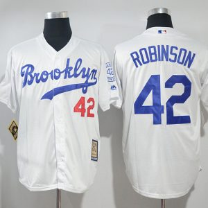 MLB Brooklyn Dodgers #42 Robinson White Throwback Jersey