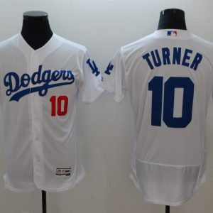MLB Los Angeles Dodgers #10 Turner White Elite Jersey
