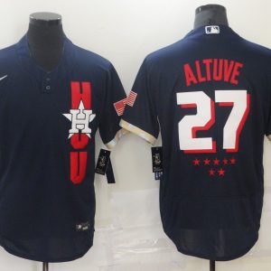 MLB Houston Astros #27 Altuve 2021 Navy Blue All-Star Flex Base Elite Jersey