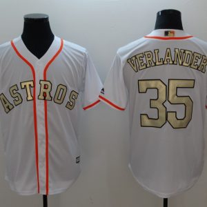 MLB Houston Astros #35 Verlander White Gold Game Nike Jersey