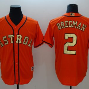 MLB Houston Astros #2 Bregman Orange Gold Game Nike Jersey
