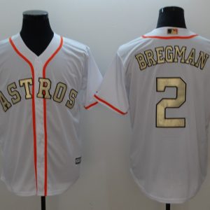 MLB Houston Astros #2 Bregman White Gold Game Nike Jersey