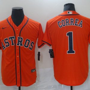 MLB Houston Astros #1 Correa Orange Game Nike Jersey