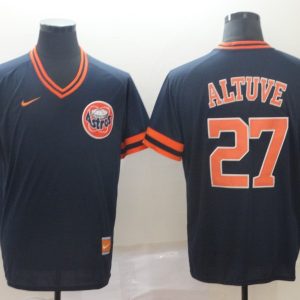 MLB Houston Astros #27 Altuve Navy Blue Throwback Mens Jersey