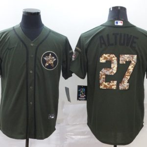 MLB Houston Astros #27 Altuve Salute To Service Green Game Nike Jersey