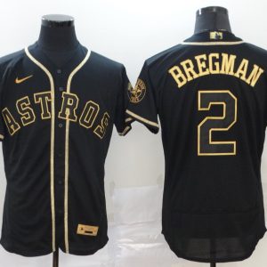 Men's Houston Astros #2 Alex Bregman 2020 Black Golden Flex Base Elite Jersey
