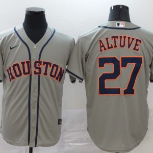 MLB Houston Astros #27 Altuve Grey Game Nike Jersey