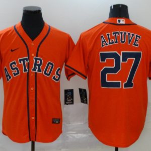 MLB Houston Astros #27 Altuve Orange Game Nike Jersey