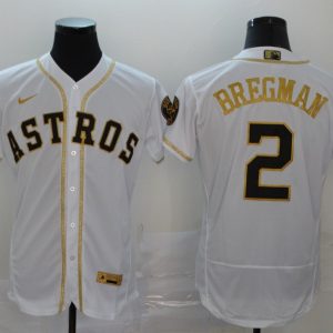 MLB Houston Astros #2 Bregman 2020 White Golden Flex Base Stitched Jersey