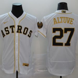 MLB Houston Astros #27 Altuve 2020 White Golden Flex Base Stitched Jersey