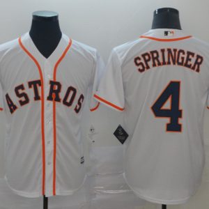 MLB Houston Astros #4 Springer White Game Mens Jersey