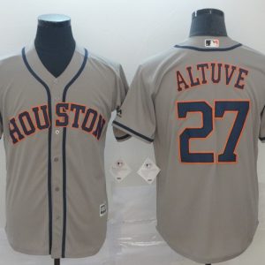 MLB Houston Astros #27 Altuve Grey Game Mens Jersey
