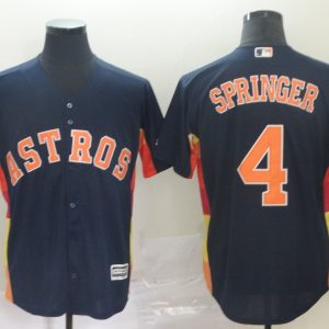 MLB Houston Astros #4 Springer Navy Blue Game Jersey