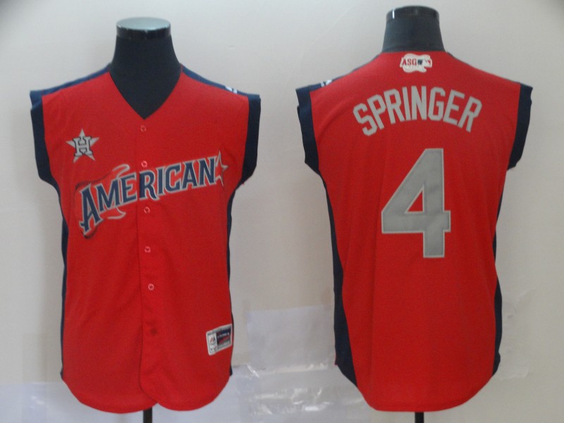 American League #4 Springer Red 2019 MLB All-Star Game Workout Jersey