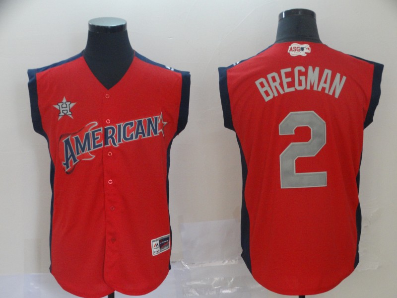 American League #2 Bregman Red 2019 MLB All-Star Game Workout Jersey