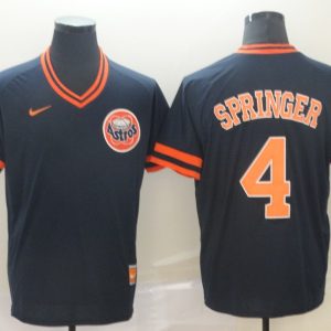 MLB Houston Astros #4 Springer Navy Blue Throwback Mens Jersey