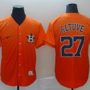 Men's Houston Astros #27 Jose Altuve Orange Fadeaway Stitched MLB Jersey