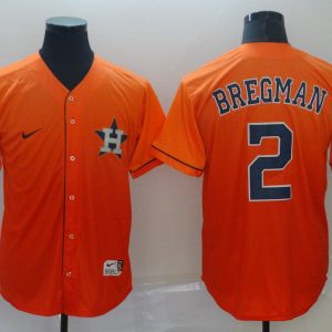 Men's Houston Astros #2 Alex Bregman Orange Fadeaway Stitched MLB Jersey