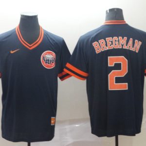 MLB Houston Astros #2 Bregman Navy Blue Throwback Mens Jersey