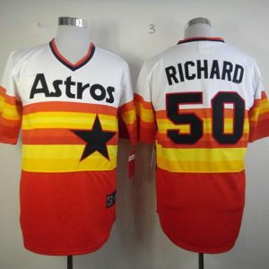 MLB Houston Astros #50 J.R. Richard White With Orange Throwback Cooperstown