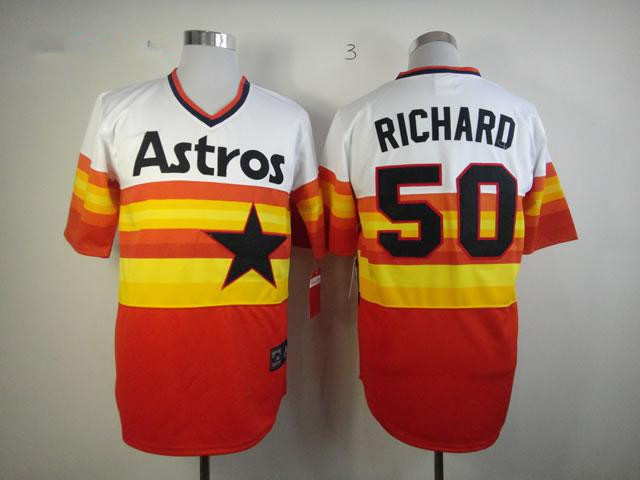MLB Houston Astros #50 J.R. Richard White With Orange Throwback Cooperstown
