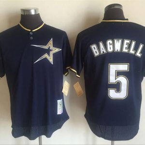 MLB Houston Astros #5 Bagwell Throwback D.Blue Jersey
