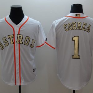 MLB Houston Astros #1 Correa White Gold Number Game Jersey