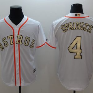 MLB Houston Astros #4 Springer White Gold Number Game Jersey