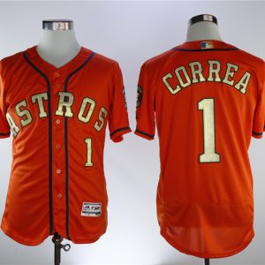 MLB Houston Astros #1 Correa Orange Champion Elite Jersey
