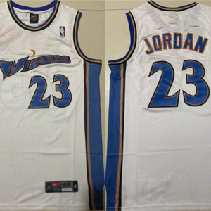 Men's Washington Wizards #23 Michael Jordan White Throwback Stitched Jersey
