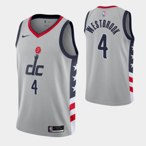 NBA Wizards #4 Russell Westbrook Grey City Stitched Jersey