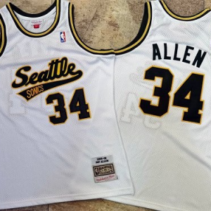 NBA Seattle Supersonics #34 Pay Allen White 2005-06 Hardwood Classics Jersey