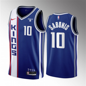 Men's Sacramento Kings #10 Domantas Sabonis Blue 2023/24 City Edition Stitched Jersey