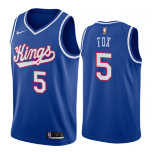 NBA Sacramento Kings #5 De'Aaron Fox #5 Blue Throwback Jersey