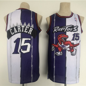 Men's Toronto Raptors #15 Vince Carter White/Purple Splite Basketball Jersey