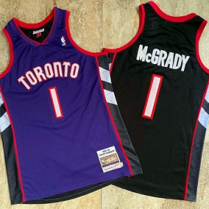 NBA Toronto Raptors #1 Tracy McGrady Purple Black 1999-00 Hardwood Classics Jersey