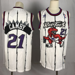 NBA Raptors 21 Marcus Camby White Hardwood Classics Men Jersey