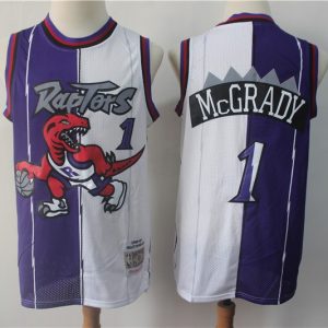 NBA Raptors 1 Tracy McGrady Purple White Retro Split Men Jersey